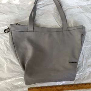Italian Gray Leather Purse Mandarina